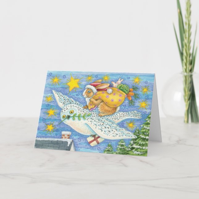 Whimsical Bunny Christmas Card (Front)