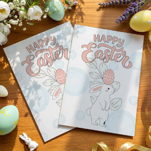 Whimsical Bunny Easter Card Cute Spring Greeting