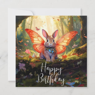 Whimsical bunny enchanted forest Happy Birthday