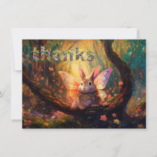 Whimsical bunny enchanted forest thank you card