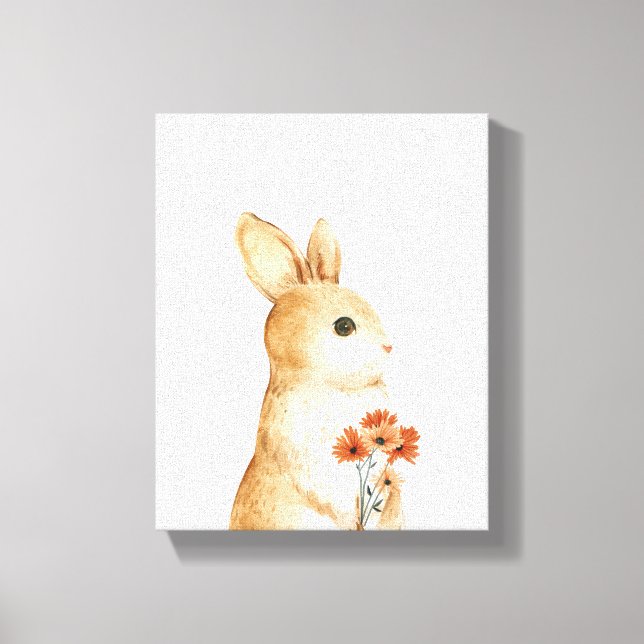 Whimsical Bunny Floral Woodland Nursery Decor (Front)