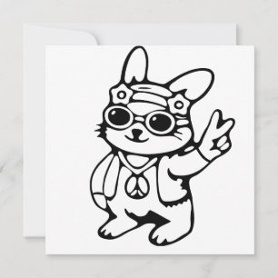 Whimsical bunny, groovy rabbit invitation