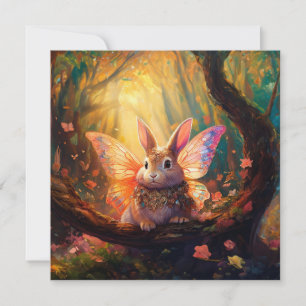 Whimsical bunny in an enchanted forest card