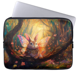 Whimsical bunny in an enchanted forest laptop sleeve