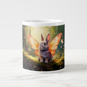 Whimsical bunny in an enchanted forest large coffee mug