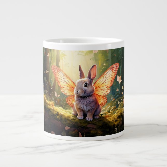 Whimsical bunny in an enchanted forest large coffee mug (Front)