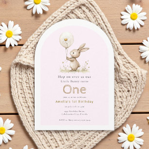 Whimsical Bunny One Little Bunny Invitation