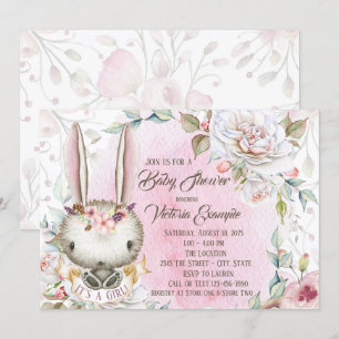 Whimsical Bunny Rabbit Baby Shower Invitations