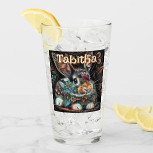 Whimsical Bunny Rabbit Floral Personalised Glass