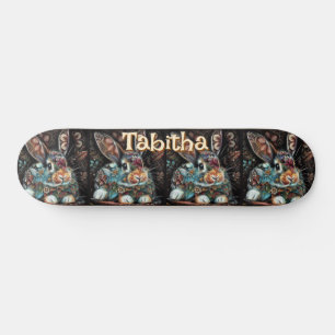 Whimsical Bunny Rabbit Floral Personalised Skateboard