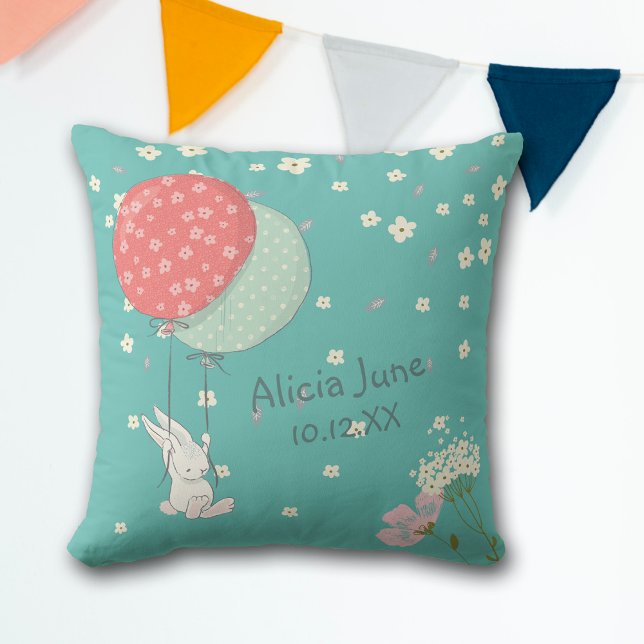 Whimsical Bunny Rabbit Template Nursery Cushion (Creator Uploaded)