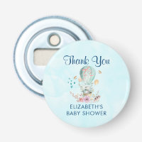 Whimsical Bunny Riding in a Balloon Shower Thanks