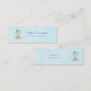 Whimsical Bunny Riding in a Hot Air Balloon Mini Business Card