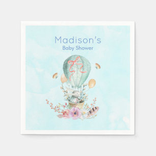 Whimsical Bunny Riding in a Hot Air Balloon Napkin