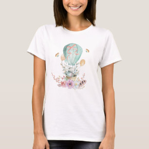 Whimsical Bunny Riding in a Hot Air Balloon T-Shirt