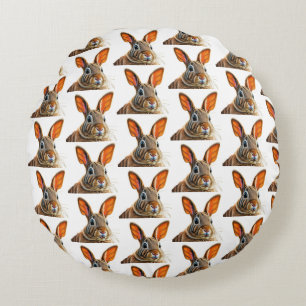"Whimsical Bunny Round Cushion