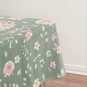 Whimsical Bunny Teapot Spring Floral Pattern Tablecloth