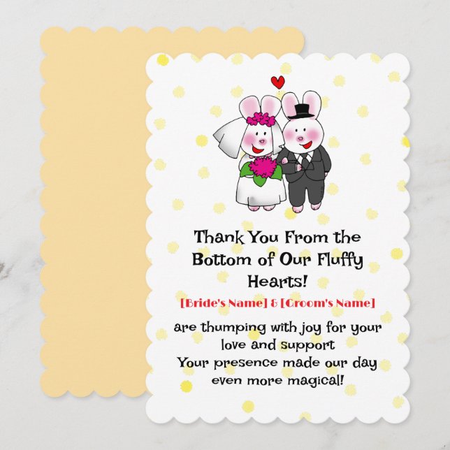 Whimsical Bunny Wedding  Thank You Card (Front/Back)