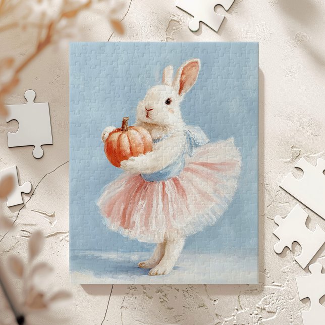 Whimsical Bunny with Fall Pumpkin Jigsaw Puzzle (Creator Uploaded)