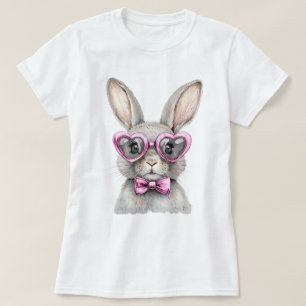 Whimsical Bunny with Heart-Shaped Sunglasses T-Shirt
