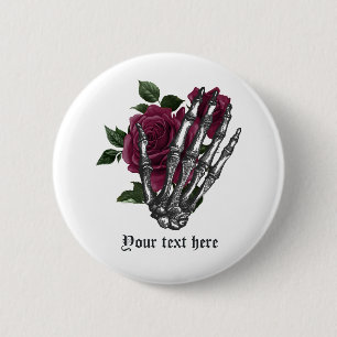 Whimsical Burgundy Floral Gothic 6 Cm Round Badge