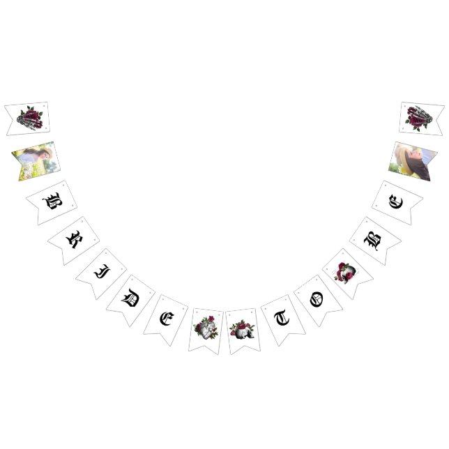 Whimsical Burgundy Floral Gothic Bridal Shower Bunting (All)