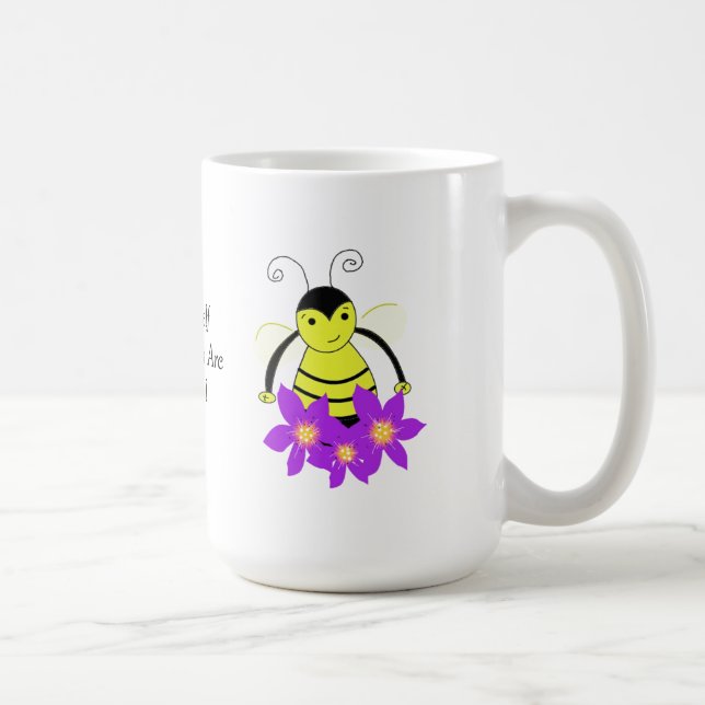 Whimsical Busy Bee with Flowers Coffee Mug (Right)