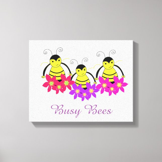 Whimsical Busy Bees Canvas Print (Front)