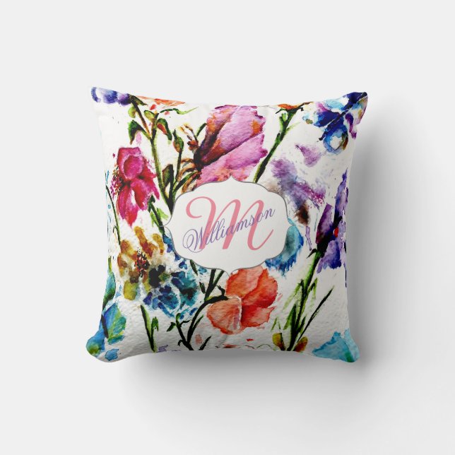 WHIMSICAL BUTTERFLIES AND FLOWERS CUSHION (Front)