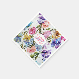 WHIMSICAL BUTTERFLIES AND FLOWERS NAPKIN