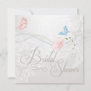 Whimsical Butterflies and Lace Bridal Shower Invitation