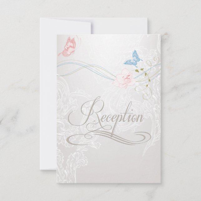 Whimsical Butterflies and Lace Reception Invite (Front)