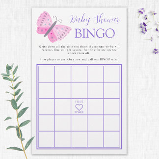 Whimsical Butterflies Baby Shower Bingo Game