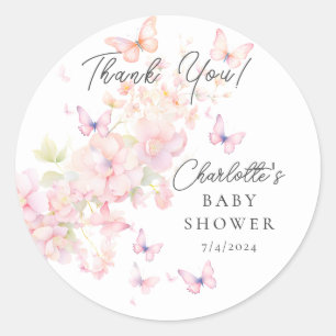 Whimsical Butterflies Baby Shower Classic Round Sticker