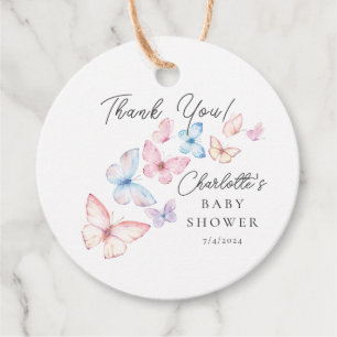 Whimsical Butterflies Baby Shower Favour Tags