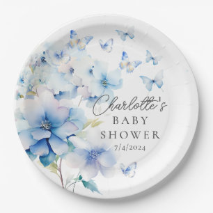 Whimsical Butterflies Baby Shower Paper Plate