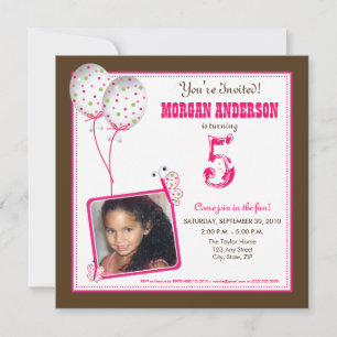 Whimsical Butterflies Birthday Party Invite: brown Invitation