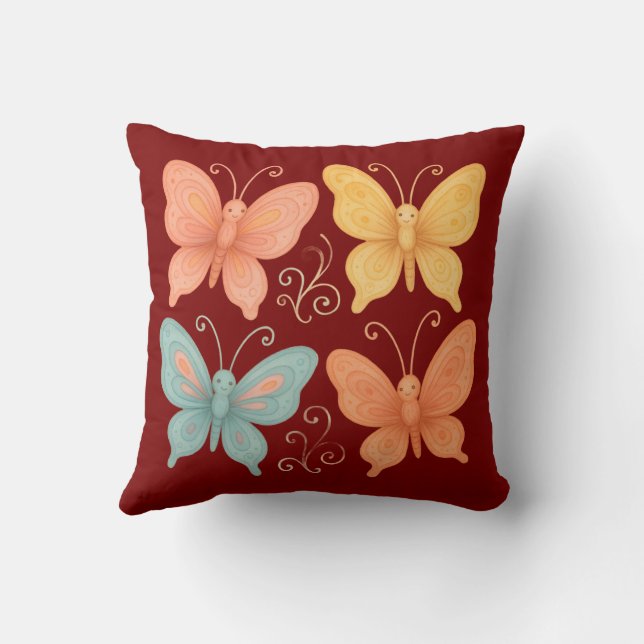 Whimsical Butterflies Cushion (Back)