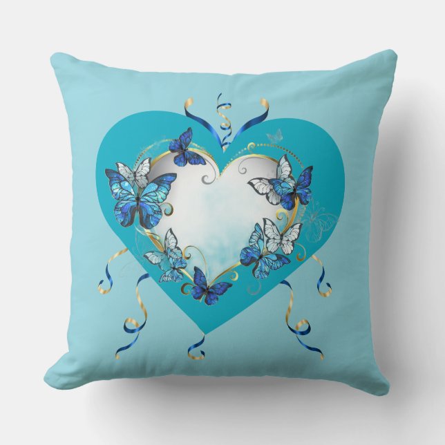 Whimsical Butterflies Heart Pillow (Front)