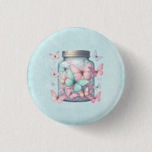 Whimsical Butterflies in a Jar 3 Cm Round Badge
