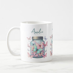 Whimsical Butterflies in a Jar Coffee Mug