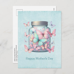 Whimsical Butterflies in a Jar Mother's Day Holiday Postcard
