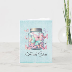 Whimsical Butterflies in a Jar Thank You Card