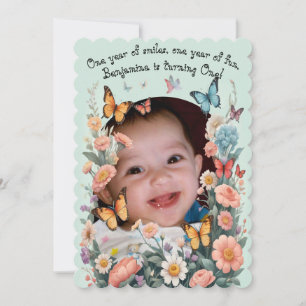 Whimsical Butterflies & Pastel Flowers For Kids Invitation