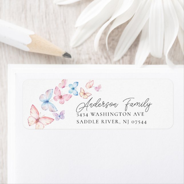 Whimsical Butterflies Return Address Label (Insitu)