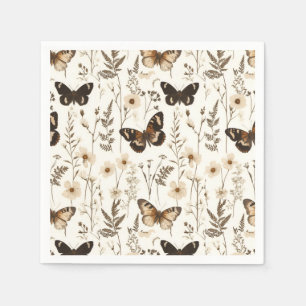 Whimsical Butterfly and Flower Pattern Napkin