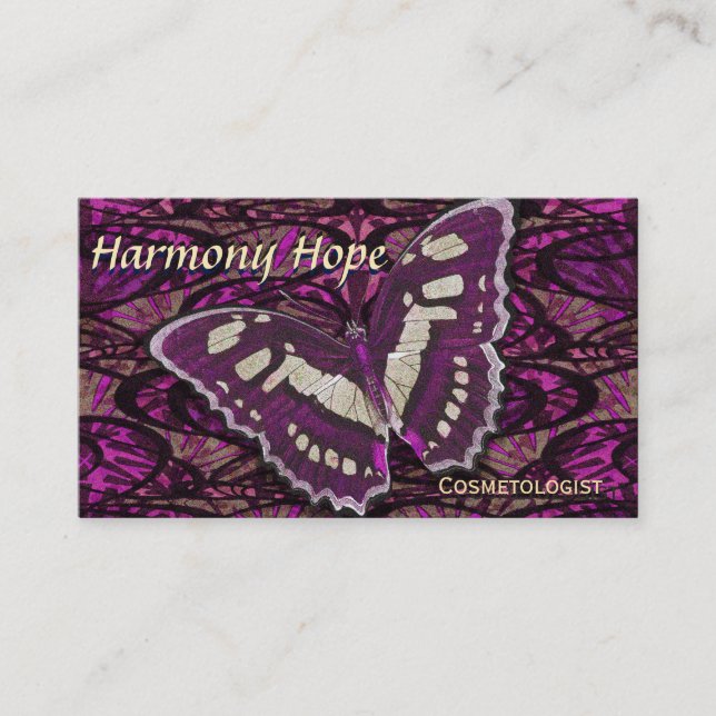 Whimsical Butterfly Background Business Card (Front)
