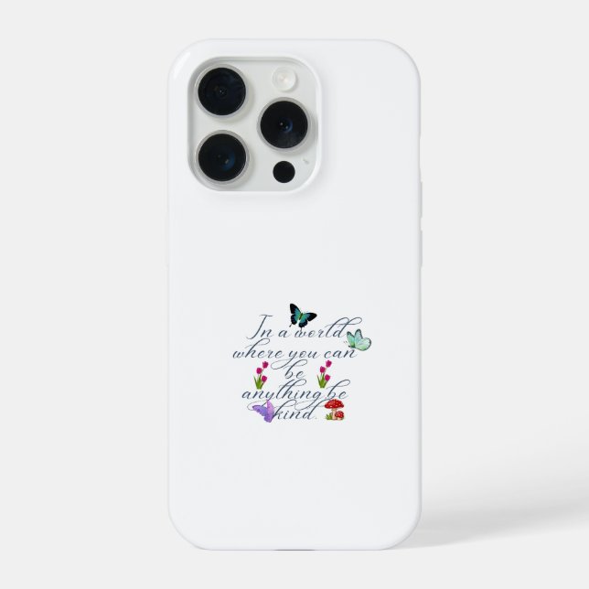 Whimsical Butterfly Be Kind Quote Aesthetic Slim  iPhone Case (Back)