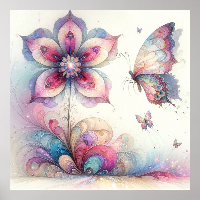 Whimsical Butterfly Bedroom Poster (Front)