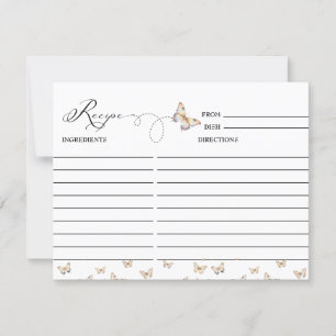 Whimsical Butterfly   Bridal Shower Recipe Card